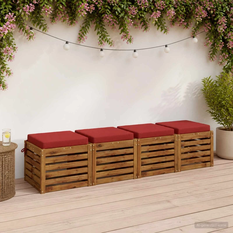 Seat Cushions SOEST 4 pcs 100% Polyester Red 50 x 50 x 7 cm