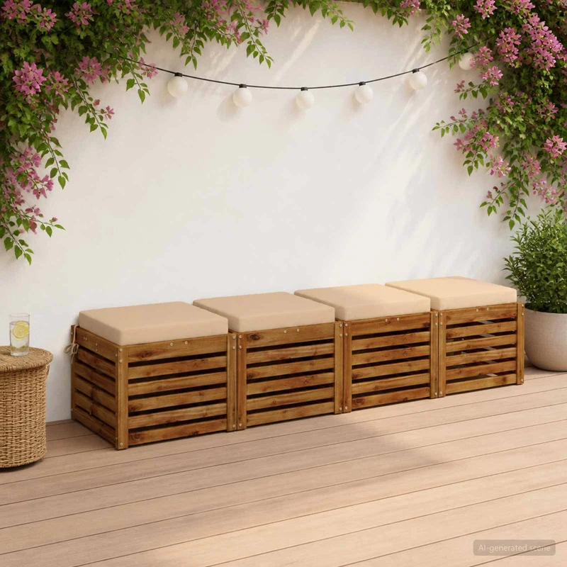 Seat Cushions SOEST 4 pcs 100% Polyester Cream 50 x 50 x 7 cm