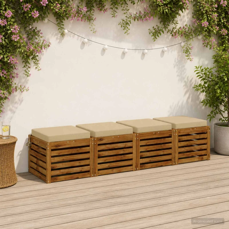 Seat Cushions SOEST 4 pcs 100% Polyester Beige 50 x 50 x 7 cm