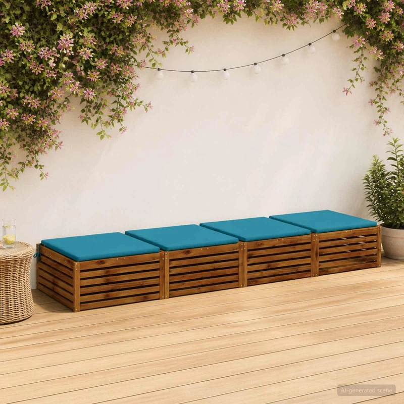 Seat Cushions SOEST 4 pcs 100% Polyester Light Blue