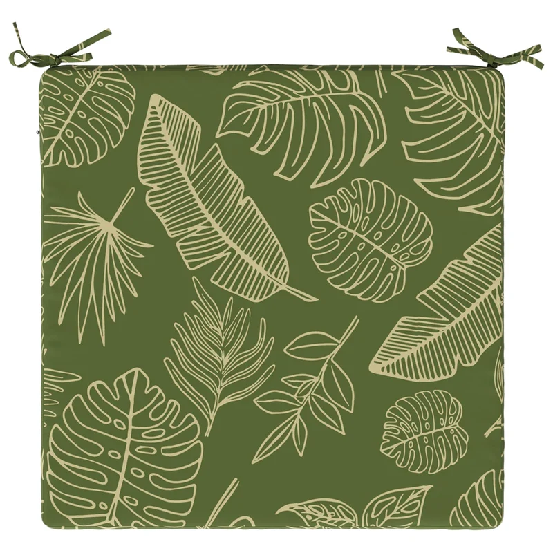 Seat Cushions SOEST 100% Polyester Leaf Design 60 x 60 x 3 cm
