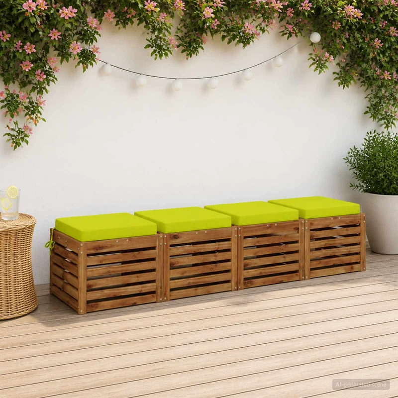 Seat Cushions SOEST 4 pcs 100% Polyester Bright Green