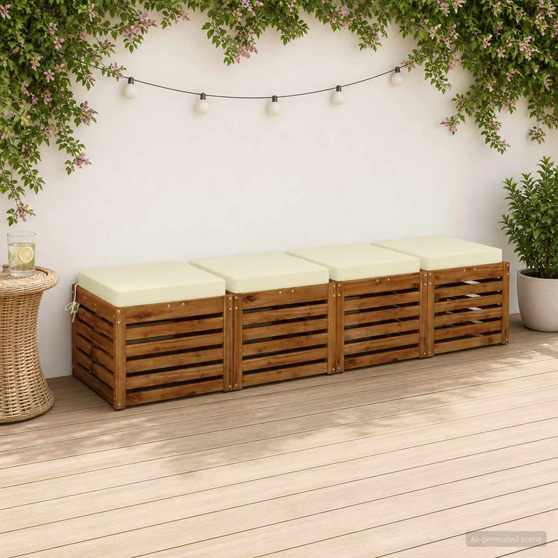 Seat Cushions SOEST 4 pcs 100% Polyester Cream 50 x 50 x 7 cm