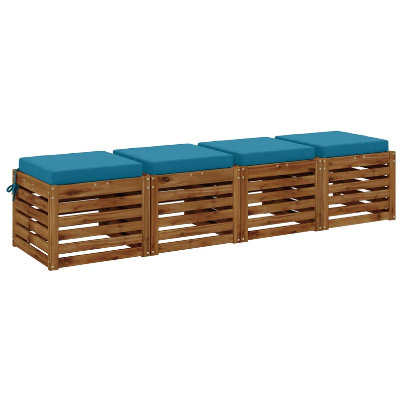 Seat Cushions SOEST 4 pcs 100% Polyester Light Blue