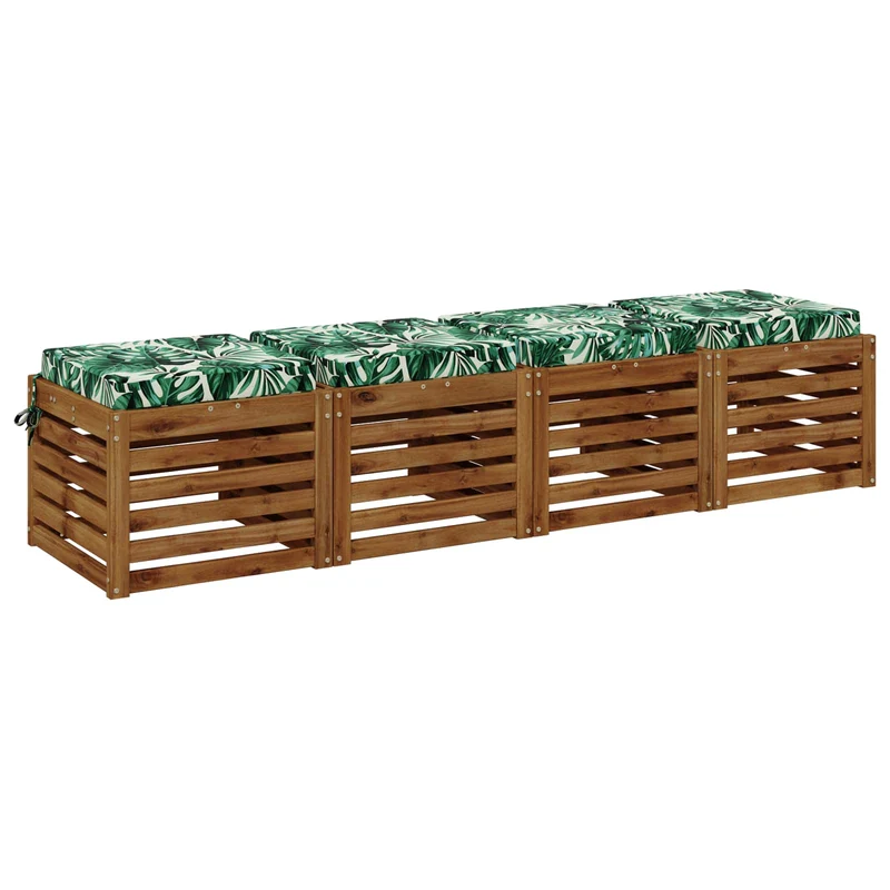 Seat Cushions SOEST 4 pcs 100% Polyester Leaf Pattern