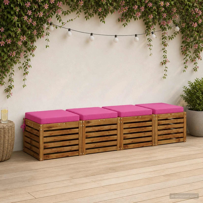 Seat Cushions SOEST 4 pcs 100% Polyester Pink 50 x 50 x 7 cm
