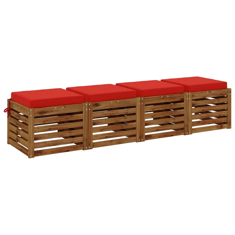 Seat Cushions SOEST 4 pcs 100% Polyester Red 50 x 50 x 7 cm