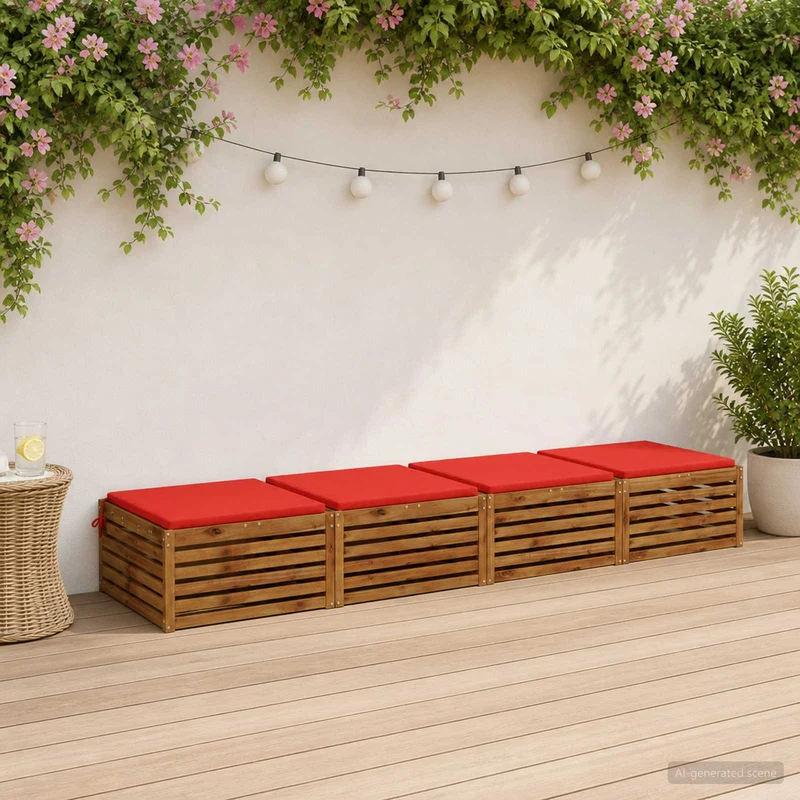 Seat Cushions SOEST 4 pcs 100% Polyester Red 60 x 60 x 3 cm