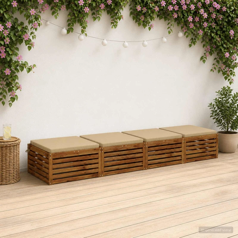 Seat Cushions SOEST 4 pcs 100% Polyester Beige 70 x 70 x 5 cm