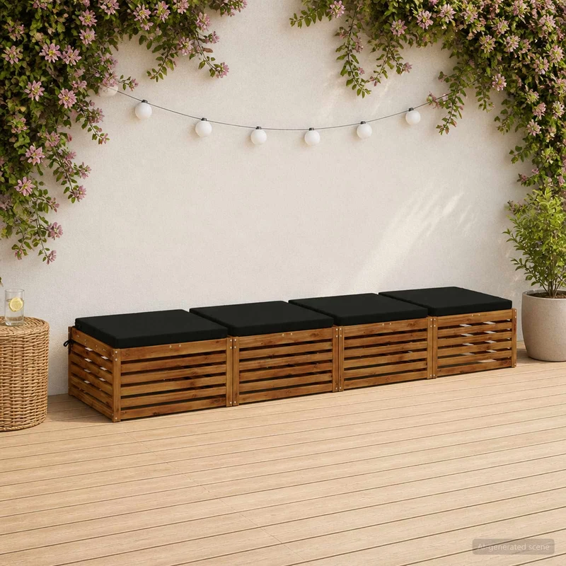 Seat Cushions SOEST 4 pcs 100% Polyester Black 70 x 70 x 5 cm