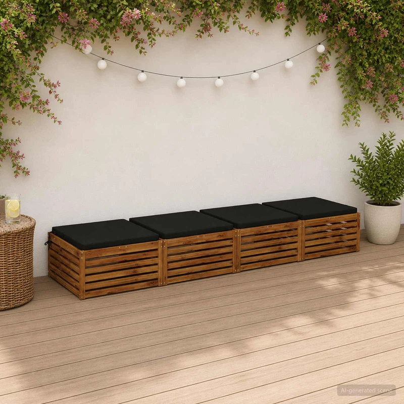 Seat Cushions SOEST 4 pcs 100% Polyester Black 60 x 60 x 5 cm