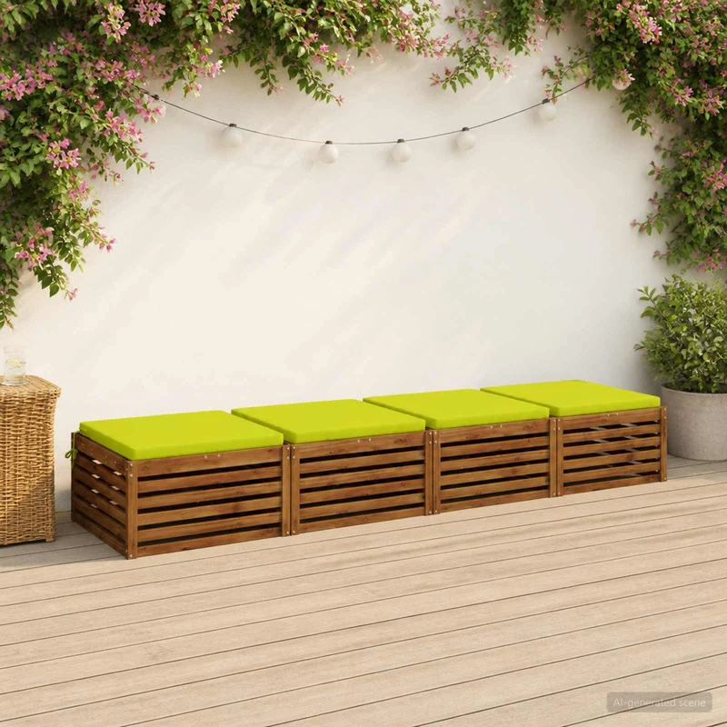 Seat Cushions SOEST 4 pcs 100% Polyester Bright Green