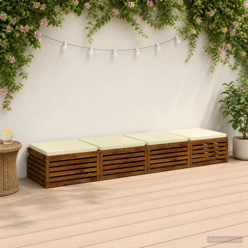 Seat Cushions SOEST 4 pcs 100% Polyester Cream 60 x 60 x 5 cm