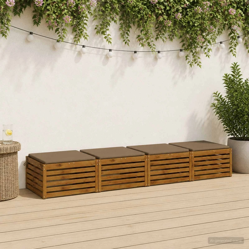 Seat Cushions SOEST 4 pcs 100% Polyester Taupe 80 x 80 x 3 cm