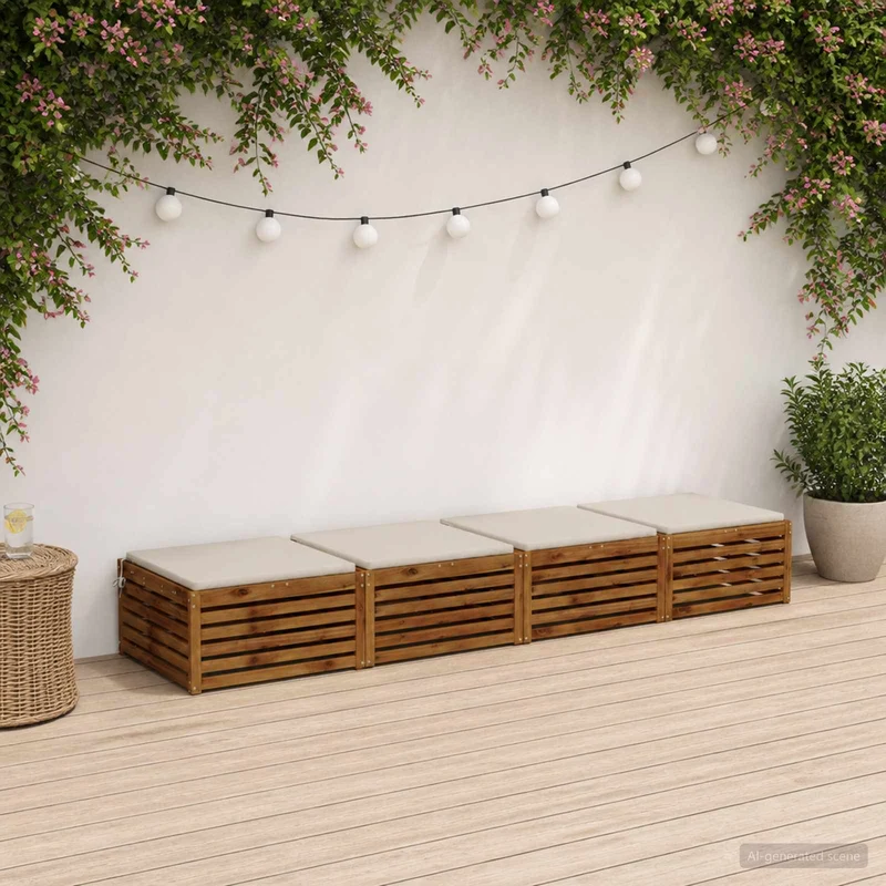 Seat Cushions SOEST 4 pcs 100% Polyester White 80 x 80 x 3 cm