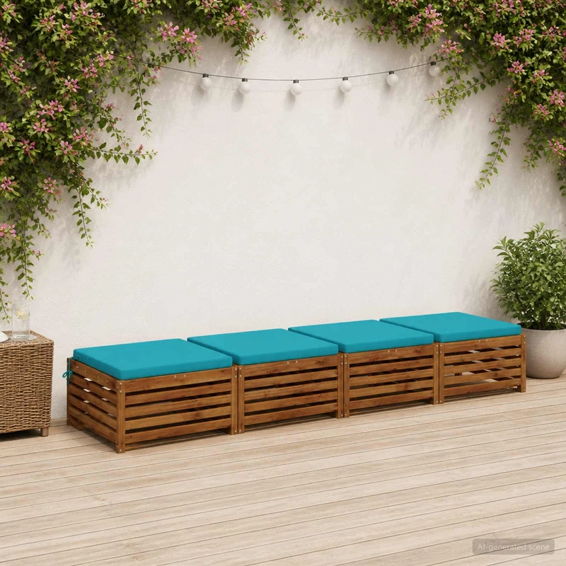 Seat Cushions SOEST 4 pcs 100% Polyester Turquoise