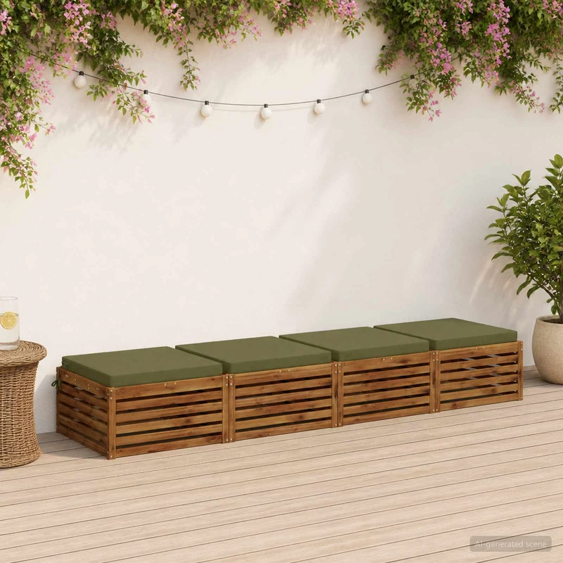 Seat Cushions SOEST 4 pcs 100% Polyester Olive Green