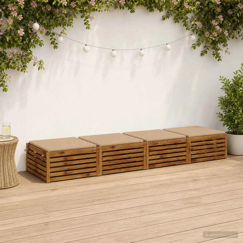 Seat Cushions SOEST 4 pcs 100% Polyester Sand 80 x 80 x 3 cm