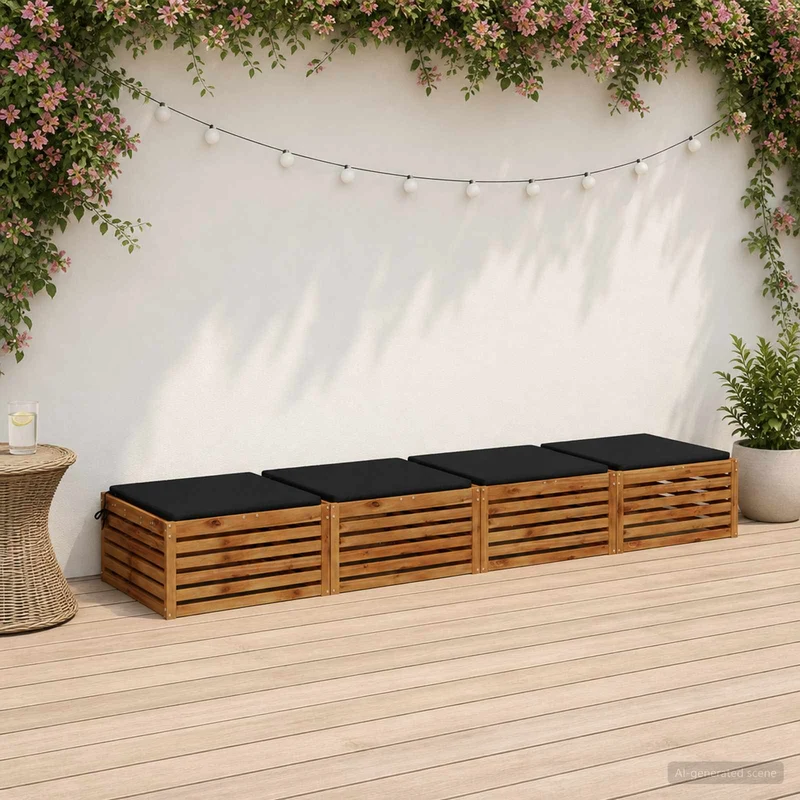 Seat Cushions SOEST 4 pcs 100% Polyester Black 80 x 80 x 3 cm