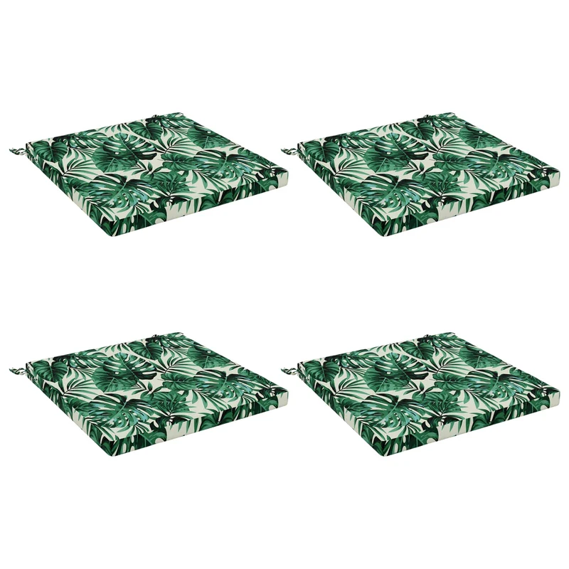 Seat Cushions SOEST 4 pcs 100% Polyester Leaf Pattern