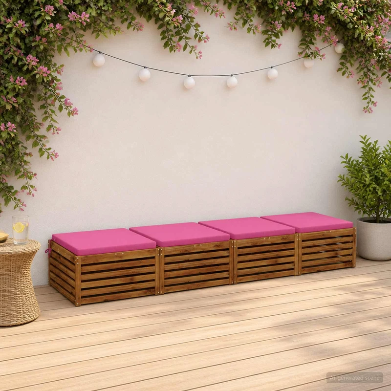 Seat Cushions SOEST 4 pcs 100% Polyester Pink 60 x 60 x 5 cm