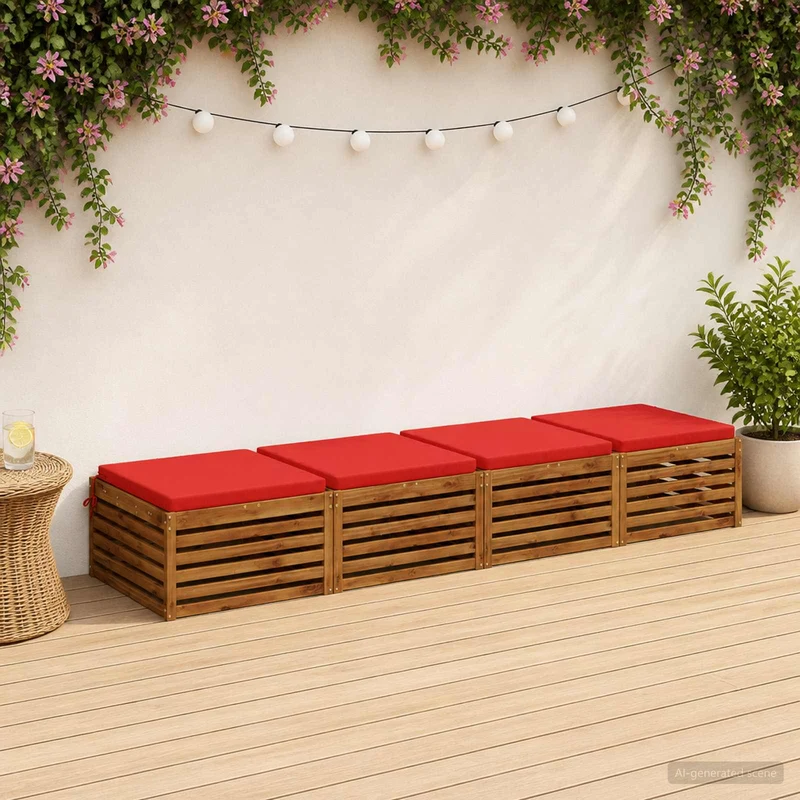 Seat Cushions SOEST 4 pcs 100% Polyester Red 60 x 60 x 5 cm