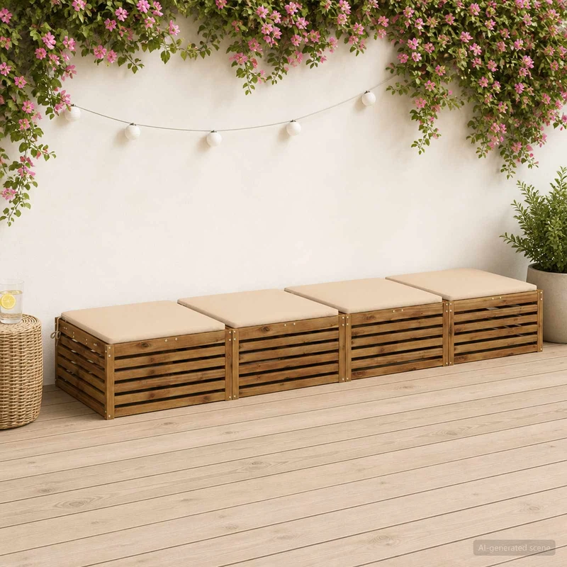 Seat Cushions SOEST 4 pcs 100% Polyester Cream 80 x 80 x 3 cm