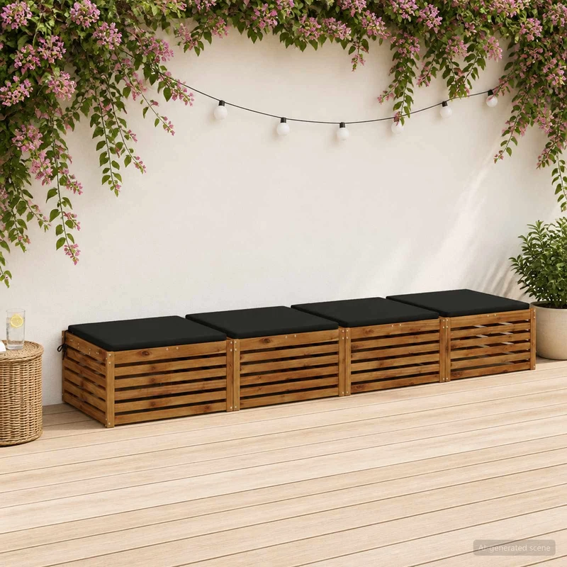 Seat Cushions SOEST 4 pcs 100% Polyester Black 80 x 80 x 3 cm