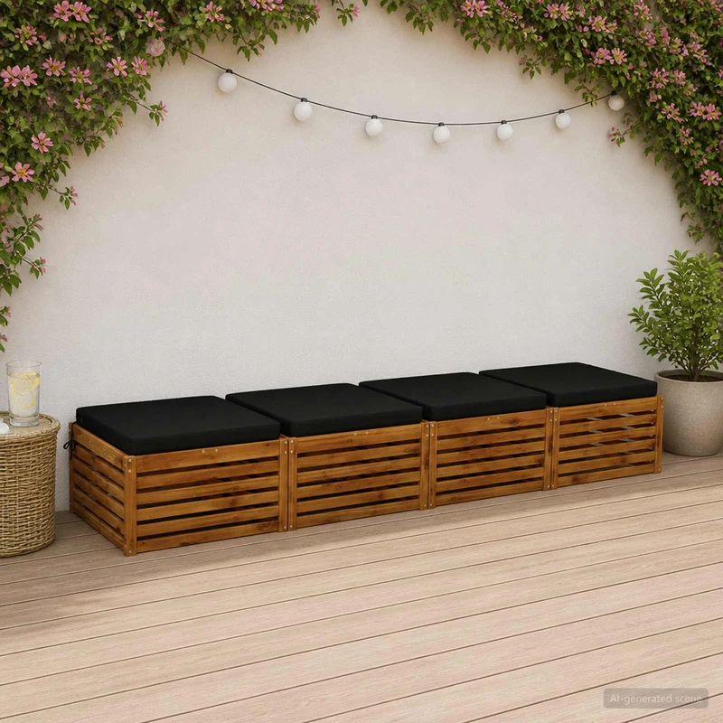 Seat Cushions SOEST 4 pcs 100% Polyester Black 70 x 70 x 7 cm