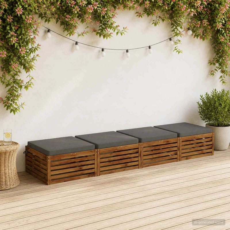 Seat Cushions SOEST 4 pcs 100% Polyester Grey 70 x 70 x 7 cm