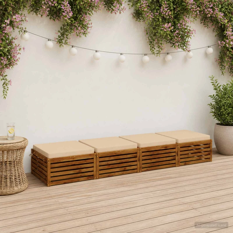Seat Cushions SOEST 4 pcs 100% Polyester Cream 70 x 70 x 7 cm