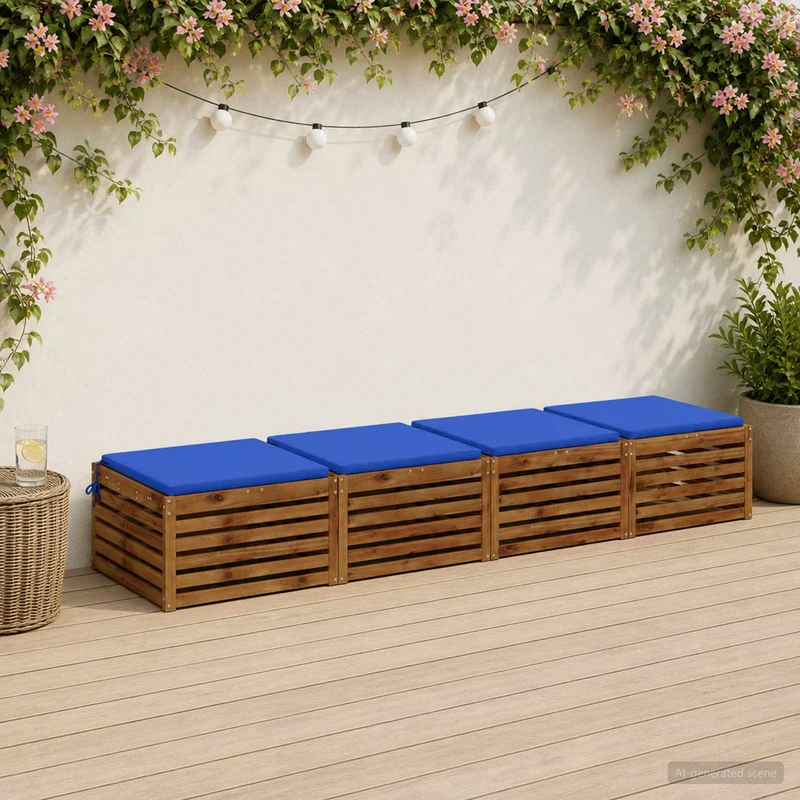Seat Cushions SOEST 4 pcs 100% Polyester Royal Blue