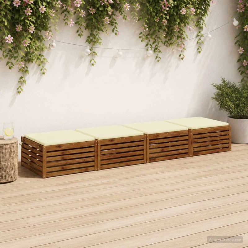 Seat Cushions SOEST 4 pcs 100% Polyester Cream 80 x 80 x 3 cm