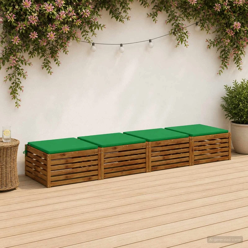 Seat Cushions SOEST 4 pcs 100% Polyester Green 80 x 80 x 3 cm