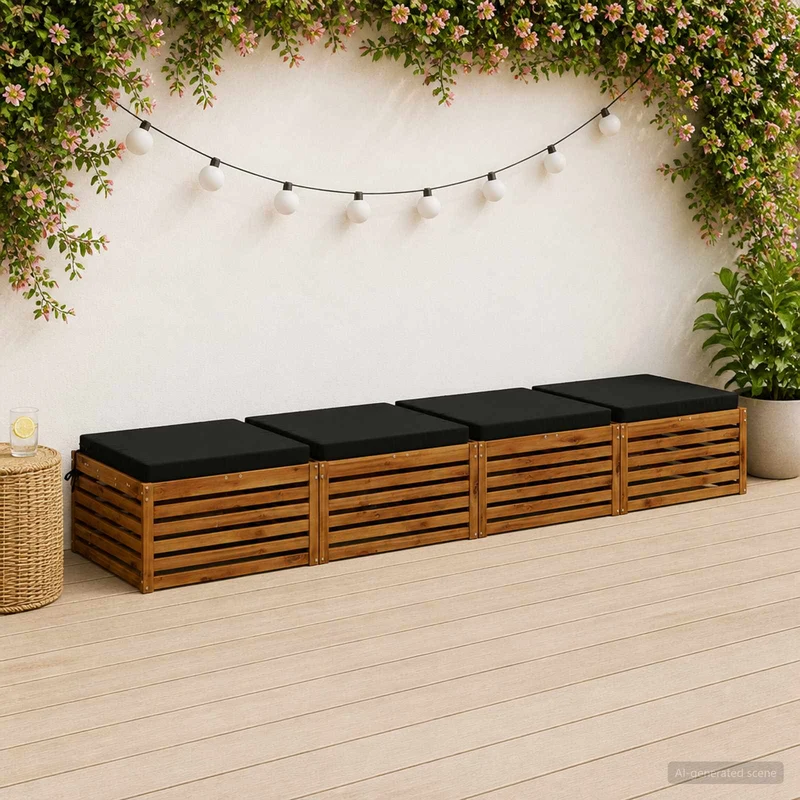 Seat Cushions SOEST 4 pcs 100% Polyester Black 70 x 70 x 7 cm
