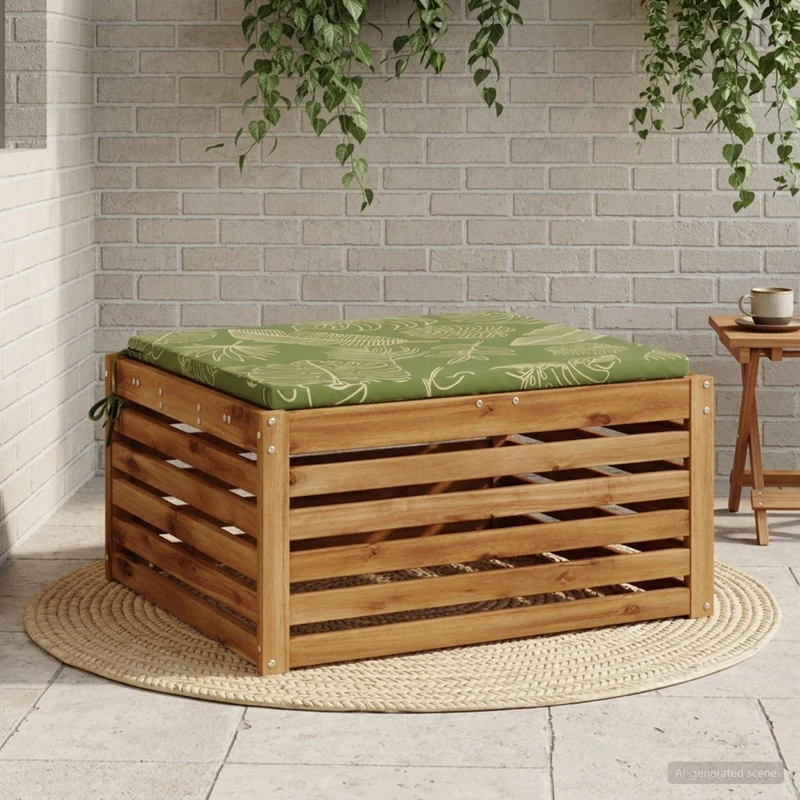 Seat Cushions SOEST 100% Polyester Leaf Design 80 x 80 x 3 cm