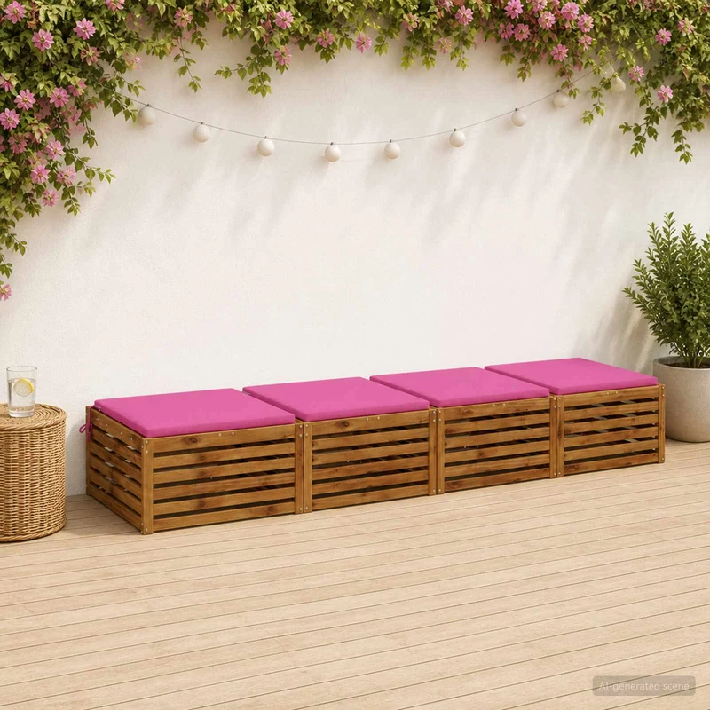 Seat Cushions SOEST 4 pcs 100% Polyester Pink 80 x 80 x 3 cm