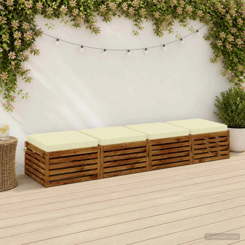 Seat Cushions SOEST 4 pcs 100% Polyester Cream 70 x 70 x 7 cm