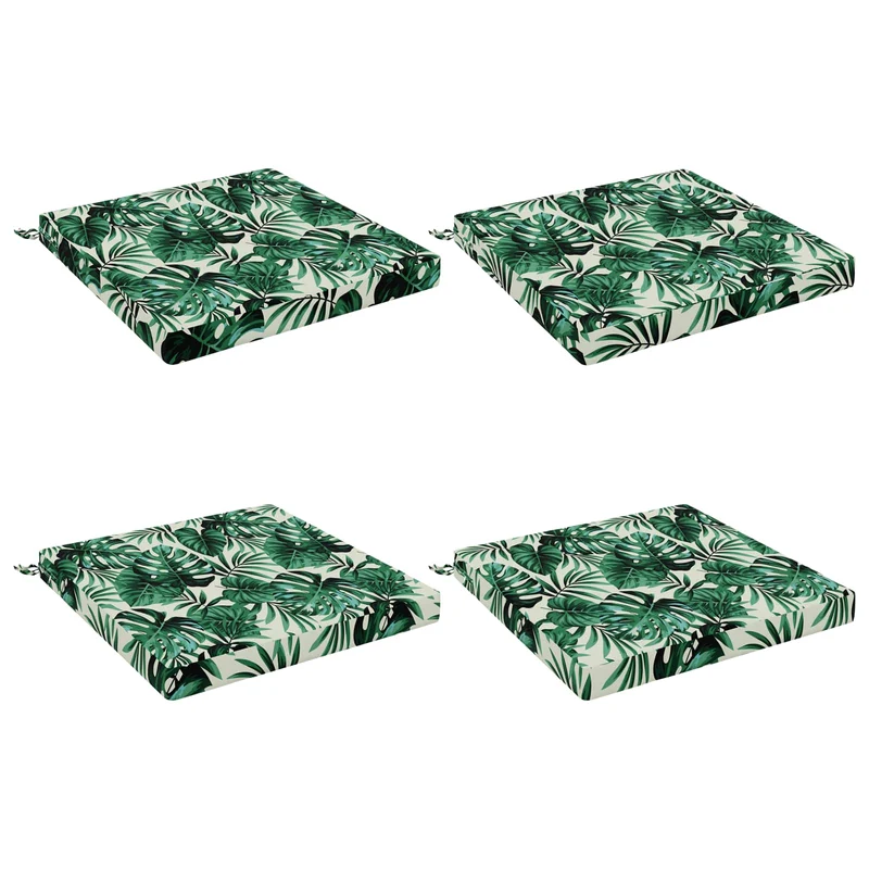 Seat Cushions SOEST 4 pcs 100% Polyester Leaf Pattern