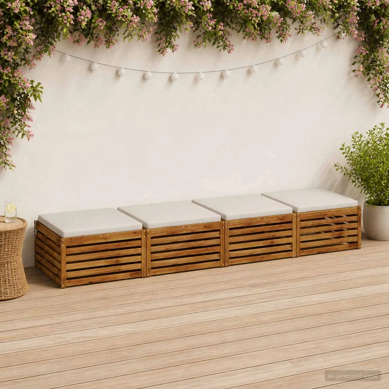 Seat Cushions SOEST 4 pcs 100% Polyester White 80 x 80 x 5 cm