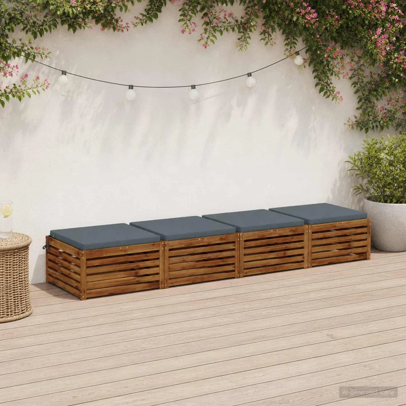 Seat Cushions SOEST 4 pcs 100% Polyester Blue 80 x 80 x 5 cm