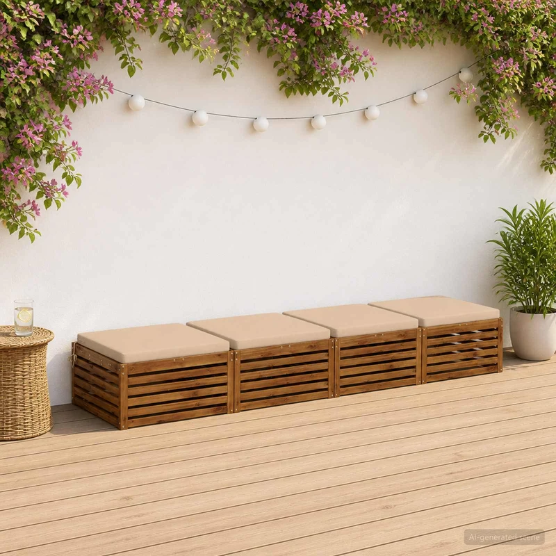 Seat Cushions SOEST 4 pcs 100% Polyester Cream 80 x 80 x 5 cm