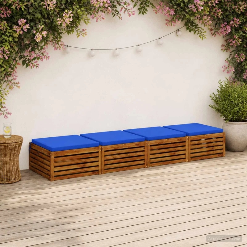 Seat Cushions SOEST 4 pcs 100% Polyester Royal Blue