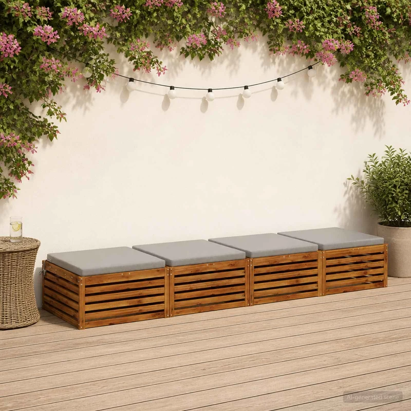 Seat Cushions SOEST 4 pcs 100% Polyester Grey 80 x 80 x 5 cm