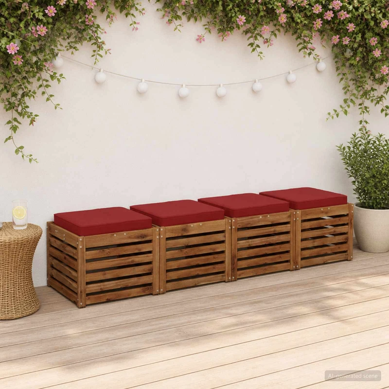 4-Piece Seat Cushions VUGHT 4 pcs 100% Polyester Wine Red
