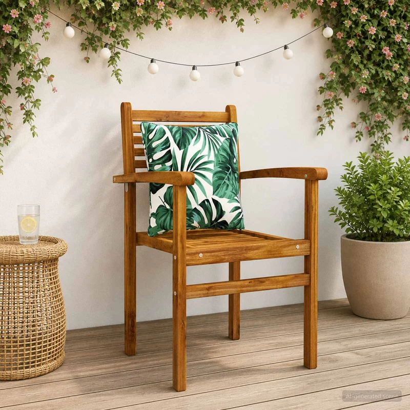 Back Cushion PUTTEN 4 pcs 100% Polyester Leaf Pattern