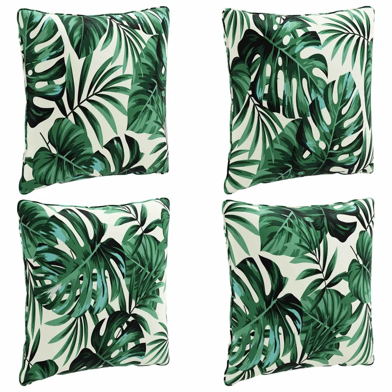 Back Cushion PUTTEN 4 pcs 100% Polyester Leaf Pattern