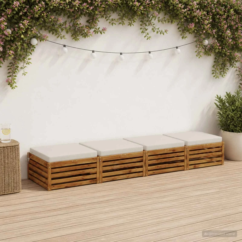 Seat Cushions SOEST 4 pcs 100% Polyester White 80 x 80 x 7 cm