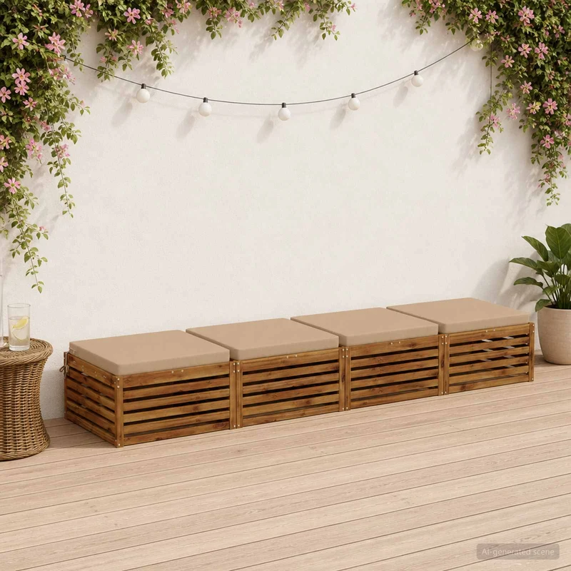 Seat Cushions SOEST 4 pcs 100% Polyester Sand 80 x 80 x 7 cm