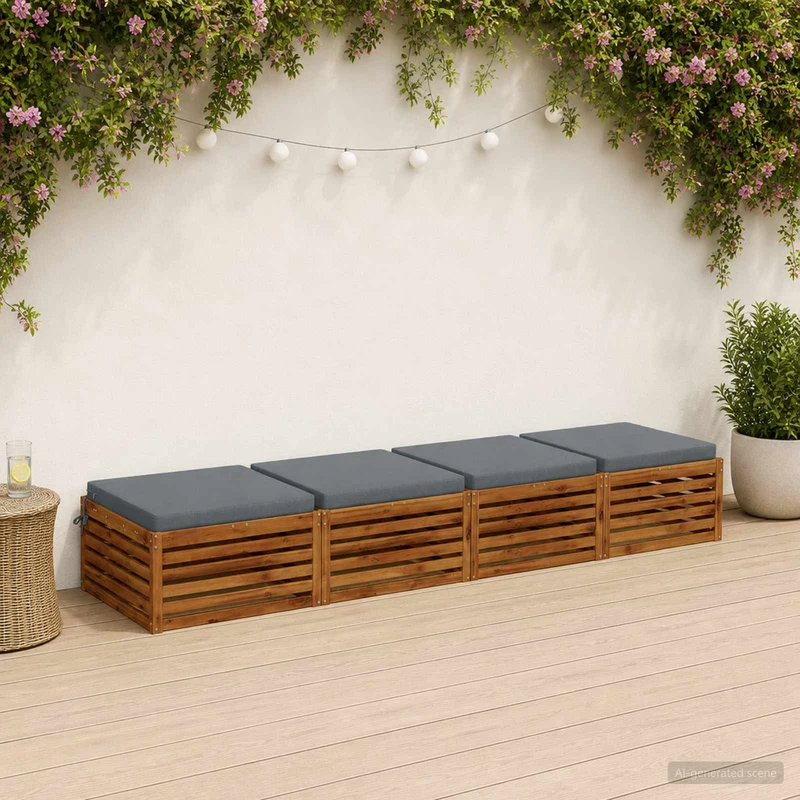 Seat Cushions SOEST 4 pcs 100% Polyester Blue 80 x 80 x 7 cm